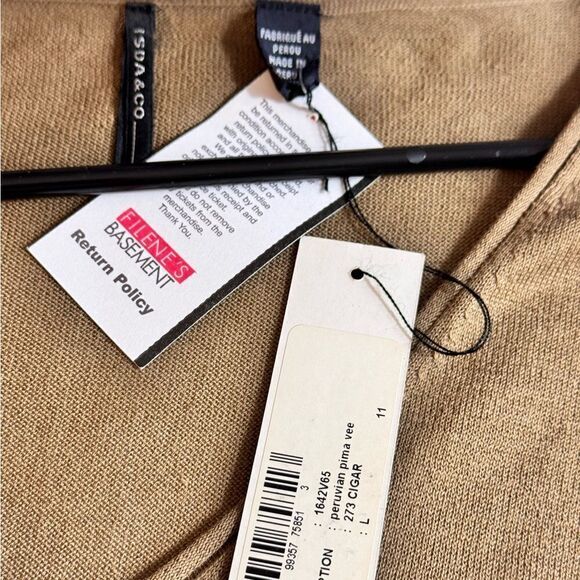 Isda & Co sweater Womens size large Knit peruvian pima Cotton ginger V Neck New - Picture 11 of 11